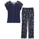 thumbnail image 1 of Atlas For Women - Conjunto de Top y Pantalón Estampado de Hojas para Mujer (Marino), 1 of 3