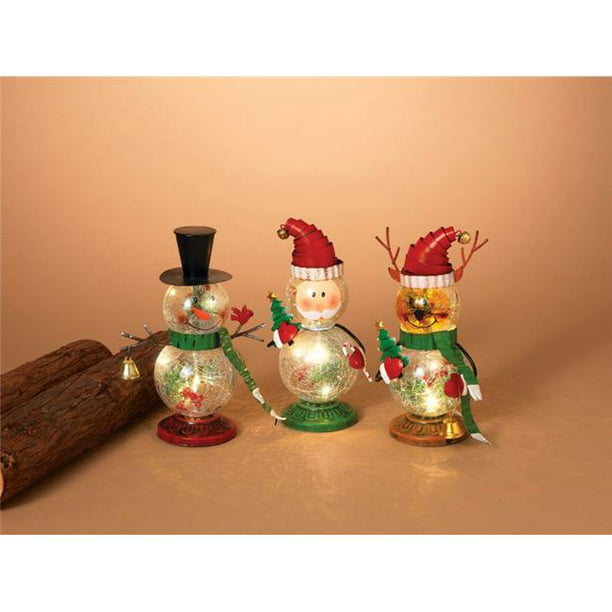 Gerson 9438698 10 x 3.75 x 4 Po Renne Bonhomme de Neige Ou Figurine de Père Noël Multicolore - Pack de 3
