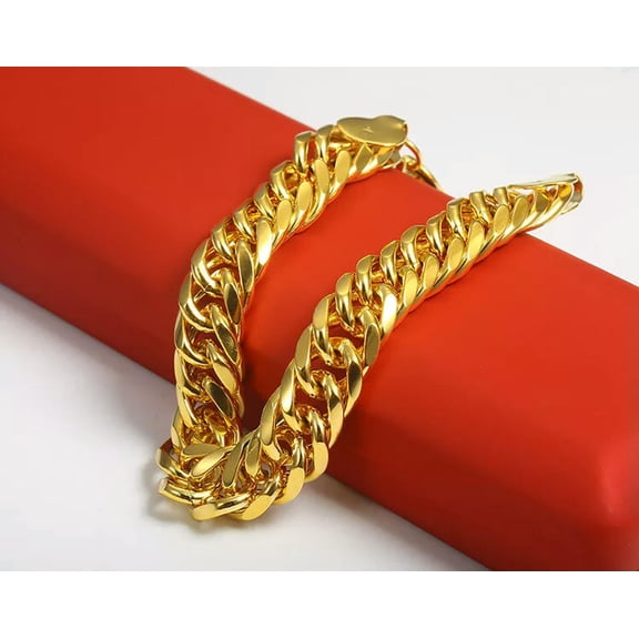 HOOUN Men's 22k 23k 24k Thai Gold Necklace Gold Plated Bracelet