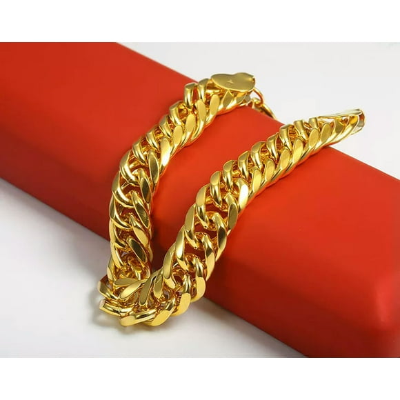 HOOUN Men's 22k 23k 24k Thai Gold Necklace Gold Plated Bracelet