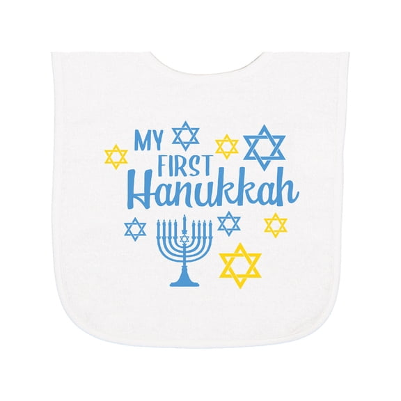 Inktastic My 1st Hanukkah with Menorah and Stars of David Baby Terry Cloth Bib