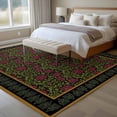 thumbnail image 4 of Vintage Red Roses Area Rugs 6'x9', Washable Small Throw Rugs for Kitchen Dining room, Abstract Art Floral Green Leaves Indoor Outdoor Rug Non-Slip Low Pile Carpet Runner Reversible Floor Mats, 4 of 8