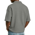 thumbnail image 3 of GrmtClth Men's Waffle Knit Polo Shirts 2026 Breathable Short Sleeve Top Athletic Collared T-Shirt Fashion with Pocket Clothes Solid Light Gray 2XL, 3 of 5