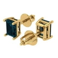 thumbnail image 2 of Clara Pucci 1Ct Natural London Blue Topaz Emerald Cut VVS1 Screw Back Stud 14k Solid hypoallergenic Gold Designer Earrings For December, 2 of 7