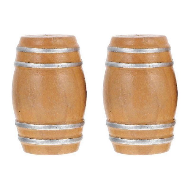 KAIYANG 2 piezas de accesorios para bebidas en miniatura para casa de muñecas, barril de cerveza de madera, decoración para mostrador de bar