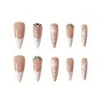 thumbnail image 4 of Uñas postizas largas Stiletto Press on Nails con diseño de flores Rhinestones Uñas postizas Cubierta completa Acrílico Bling Uñas postizas para mujeres y niñas JM, 4 of 5