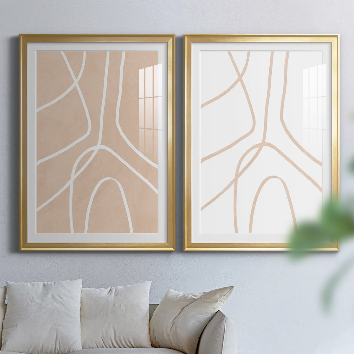 Wexford Home Clean Contour III Premium Framed Print, 30.5" x 42.5" - Ready to Hang, Gold (Set of 2)