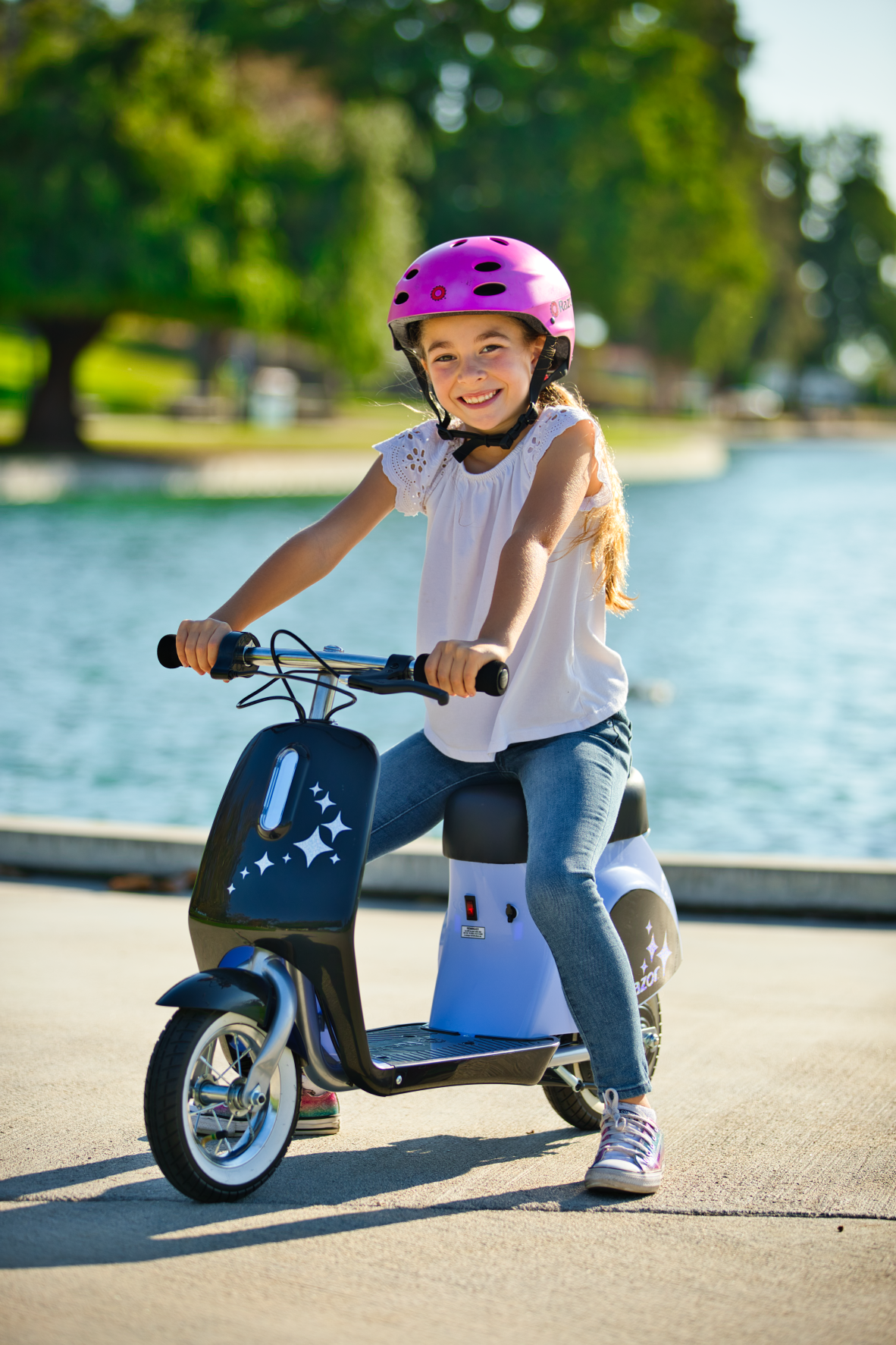 Razor Pocket Mod Petite - Purple, 12V Miniature Euro-Style Electric Scooter, up to 8 mph, for Ages 7+