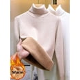 thumbnail image 2 of Suéter de cuello alto para mujer, Jersey de punto elegante, grueso, forrado de terciopelo, cálido, Tops delgados, Jersey de punto, nuevo, Invierno, 2 of 4