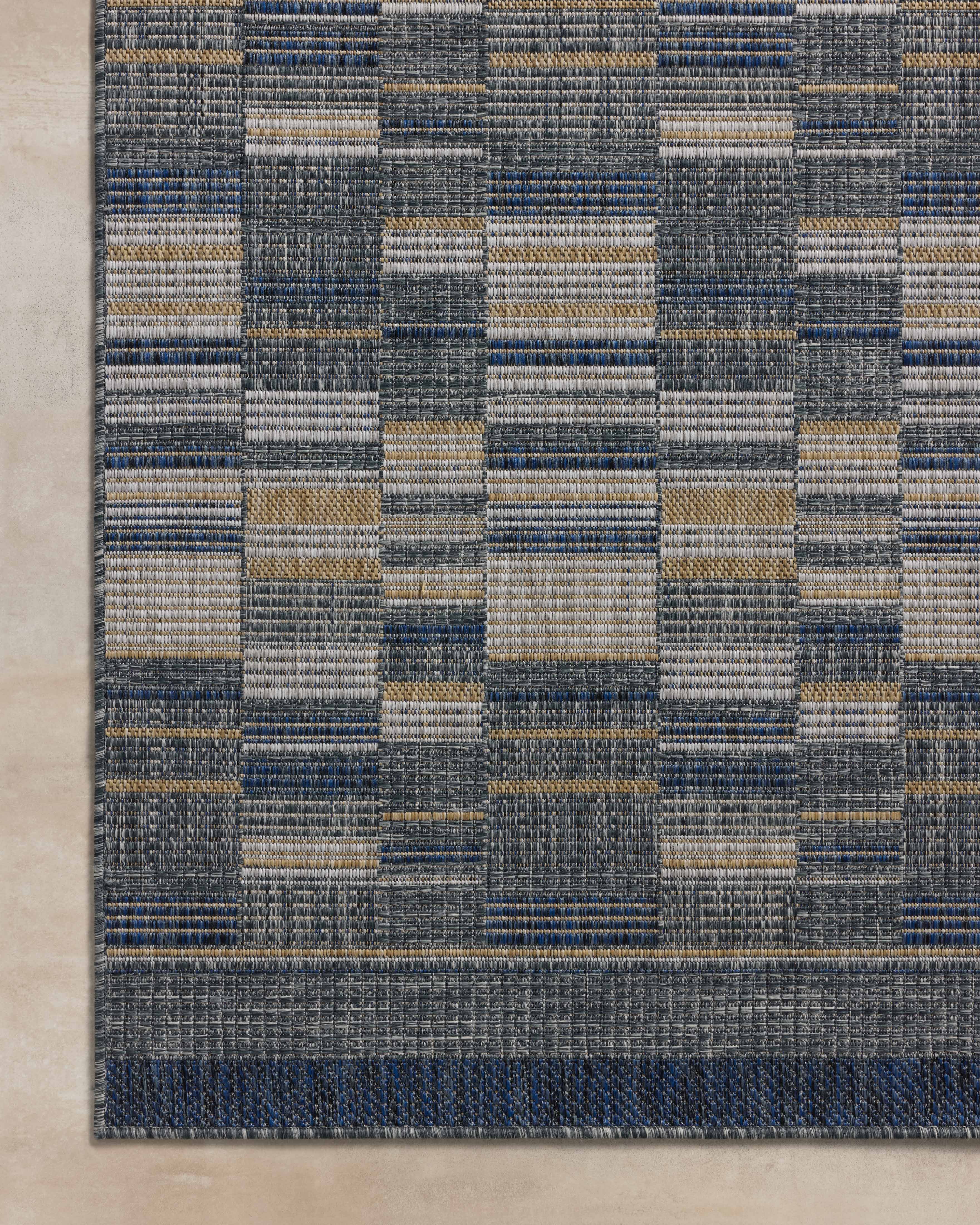 Loloi Birch Denim / Gold 6'-7" x 9'-4" Indoor/Outdoor Area Rug
