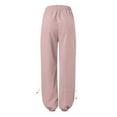 thumbnail image 4 of VNKIDY Women's Casual Pants Solid Color Cargo Loose Fit Pants Drawstring Elastic Waisted Trousers With Ankle Ties Pockets For Streetwear Casual Style Fashionable Pants, 4 of 5
