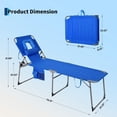 thumbnail image 2 of Portable folding lounge chairs with 5-position adjustable headrest and backrest - Pillow, side pocket - Perfect for the beach, pool, or garden - Set of 2 - Blue, 2 of 7