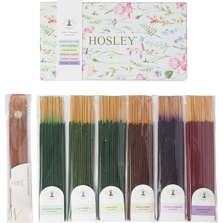 Hosley's 300 Pack of Wood Assorted Incense Sticks with Clear Holder – Fresh Bamboo Etc