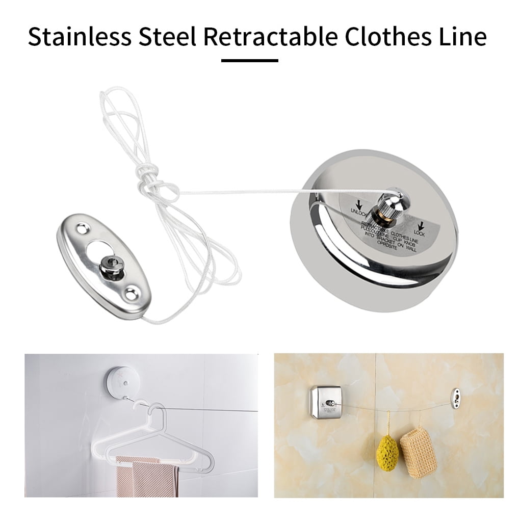 Stainless Steel Retractable Wall Clothesline Laundry Hanger Drying Rope YI 