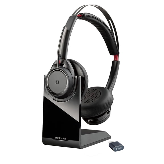 Poly Voyager Focus UC Wireless Headset for Computer & Charge Stand (Plantronics) - Active Noise Canceling (ANC) - Connect PC/Mac/Mobile via Bluetooth - Works w/Teams (Certified), Zoom