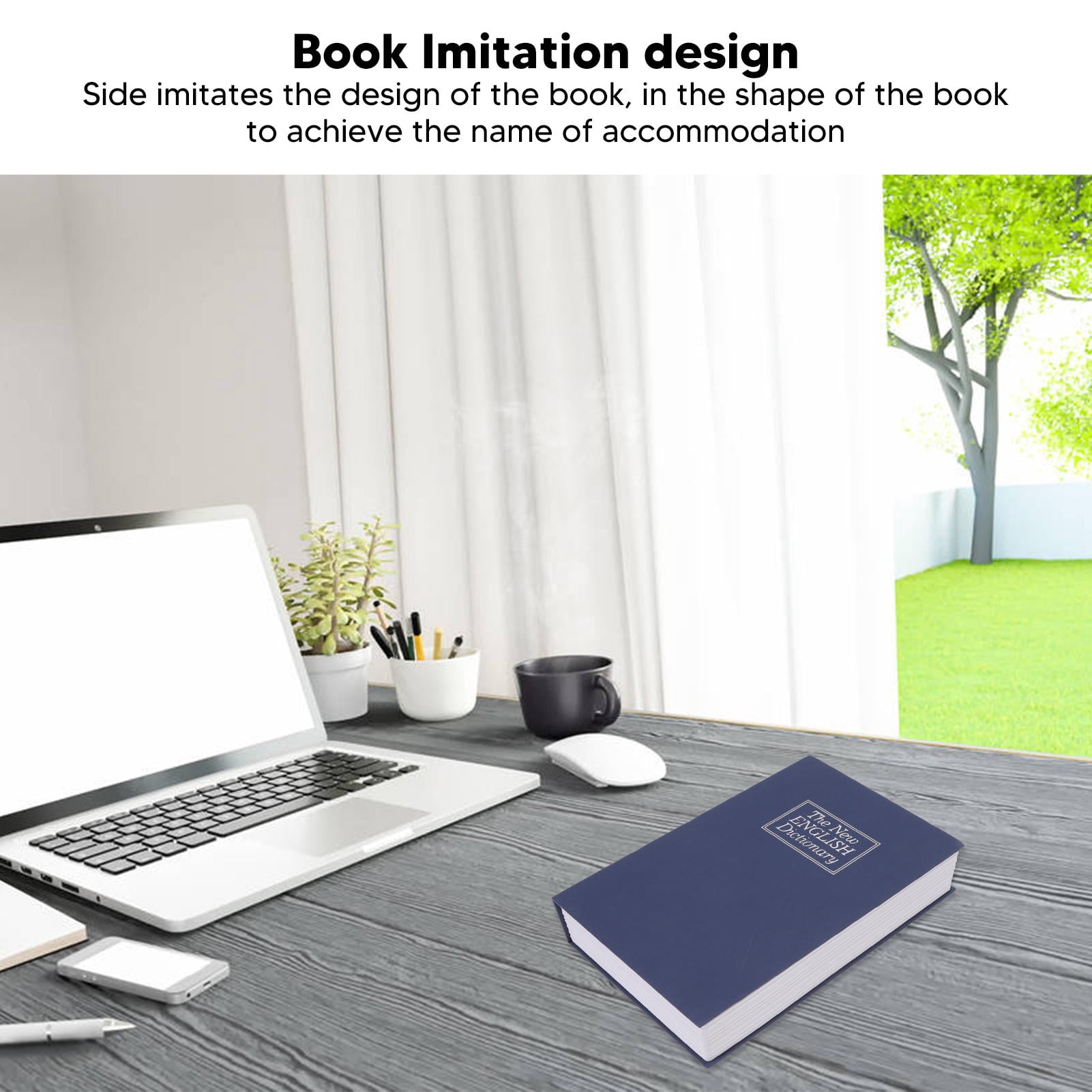 LAZIOEGR Diversion Book Safe with Key Lock, Simulation Dictionary Secret Storing Box for Cash, Portable Hidden Security Cashbox for Home Office Shelf Travel Organization, Blue