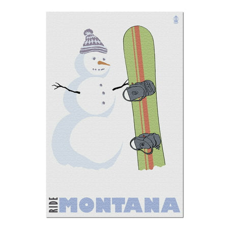Montana - Snowman with Snowboard (20x30 Premium 1000 Piece Jigsaw Puzzle, Made in USA!)