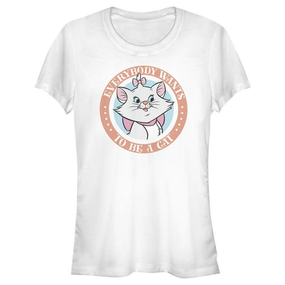 Junior's Aristocats Marie Everybody Wants To Be A Cat Graphic Tee White Medium