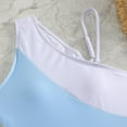 thumbnail image 5 of WREESH Women's Color Block One Piece Swimsuit - Asymmetrical One Shoulder Adjustable Strap Swimsuit Athletic Bathing Suit Blue, 5 of 7