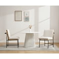 thumbnail image 5 of Guyou Round Solid Wood Dining Table, Mid-Century Modern Kitchen Dining Table with Round Geometric Base for 4-6 People, 43.25 Inch Diameter for Kitchen Dining Room, White, 5 of 6