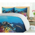thumbnail image 5 of Ambesonne Deep Sea Duvet Cover Sets, Divers Under Vivid Sea, 2-King, Sky Blue Multicolor, 5 of 7