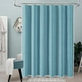 thumbnail image 2 of Boho Farmhouse Shower Curtain, Rustic Thick Striped Linen Fabric Shower Curtains Sets with Tassel, Water Resistant, Modern Aesthetic Vintage Shower Curtain with Hooks for Bathroom, 72x72, Teal, 2 of 7