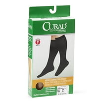 CURAD Compression Knee-High Socks with 20-30 mmHg, Tan, Size C, Regular Length, 1 Pair