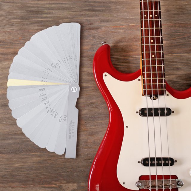 32 Blades relleno métrico 0.0015-0.035 pulgadas/0.04-0.88 mm Herramienta de medición Acero inoxidable para guitarra Medida de pistón
