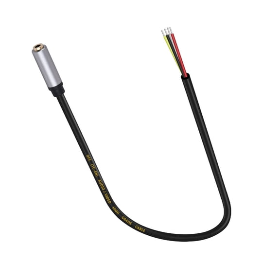 3.5mm Female Connector to Open End Bare Wire Cable TRRS Stereo for Headphone