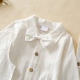 thumbnail image 4 of PFWOWB 3 Piece Baby Boy Formal Outfit with Long Sleeve Bow Tie Shirt Bodysuit, Button Waistcoat and Suspender Pants (White,9-12 Months), 4 of 5