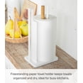 thumbnail image 2 of Yamazaki Home Paper Towel Holder, White, Steel + Wood, No Assembly, 2 of 7