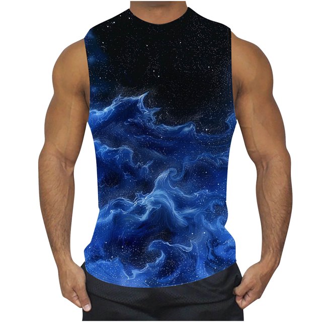 zfhfof Débardeurs Graphiques pour Hommes Motif Imprimé Sans Manches T-Shirts de Musculation Été Col Rond Chemise de Plage Décontractée