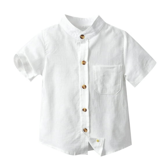Boys Button Down Shirts White Short Sleeve Shirt Boys Graduation Shirts Boys Suit Size 3-4 Years Boys Girls Fashion