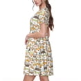 thumbnail image 2 of Gukieu cartoon dog Print Women's Short Sleeve Dress, Elastic Waistband A-line with Pockets Summer Dress, Suitable for Daily Leisure, Work, Vacation, 2 of 6
