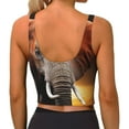 thumbnail image 3 of Fotbe Elephant Sunset in Kenya Pattern Womens' Sports Bra Longline Wirefree Padded with Medium Support Sports Moisture-Wicking Workou Vest,Tank Top-, 3 of 9