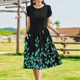 thumbnail image 4 of Floral Midi Dress for Women Summer V Neck Short Sleeve Casual A-Line Flowy Dress with Pockets Beach Dress, 4 of 8
