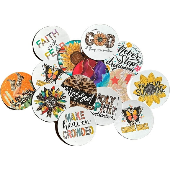 Freshie Religious Christian Cardstock Cutouts Rounds 2.5 inch for Freshies Random Mix  12 pk  For Scented Aroma Beads Bake with Mold for Car Freshie Designs, Jesus, God, Blessed, Women