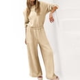 thumbnail image 2 of Elastic Waist Jumpsuit with Pockets, Women's Solid Color Round Neck Loose Fit Romper Overalls, Casual Lounge Wear One Piece, Summer Travel Outfit, Birthday Gifts for Women, 2 of 9