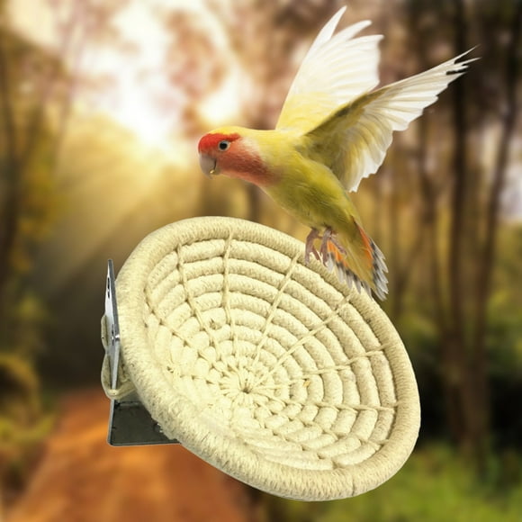Riforla Bird Nest Cotton Rope Breeding Nest Small Bird Cage Hatching Nest Handmade Cotton Rope Bird Breeding Nest Bed Bird Nests White One Size