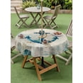 thumbnail image 4 of Outdoor Tablecloth with Umbrella Hole for Patio/Picnic/Party/Camping, Teal Anchors Coastal Waterproof Table Cloth Round Cover Washable, Vintage Summer Beach Nautical (Dia 54"), 4 of 8