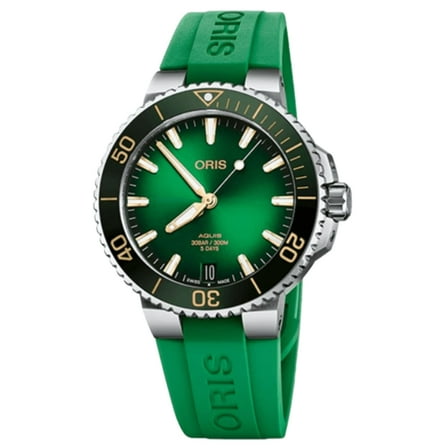 Oris Aquis Date Automatic Green Dial Rubber Strap Men's Watch 01 400 7769 4127-07 4 22 77FC