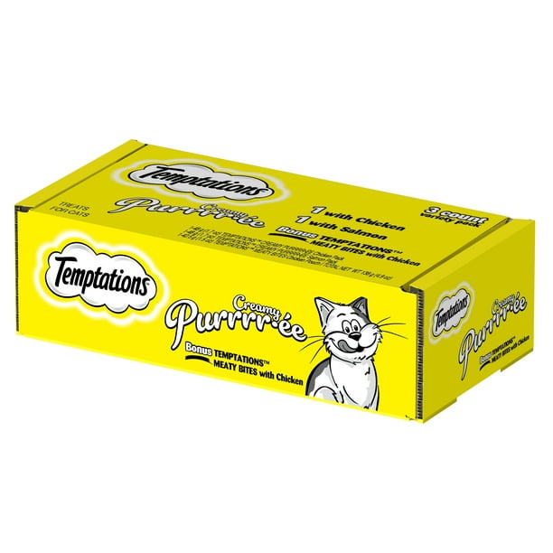 TEMPTATIONS Creamy Puree Chicken and Salmon Lickable Cat Treats Variety