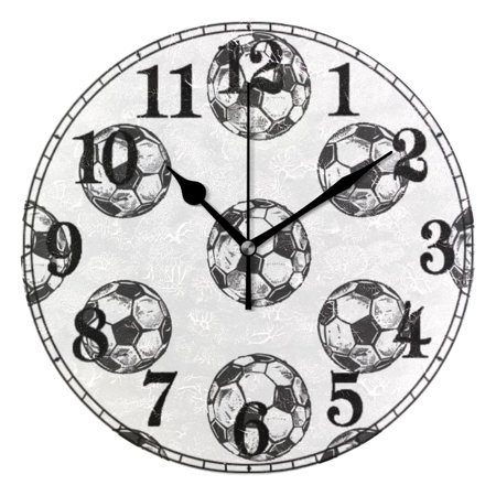 Soccer Balls Football Pattern Silent Wall Clock 10 Non-Ticking Battery Clock