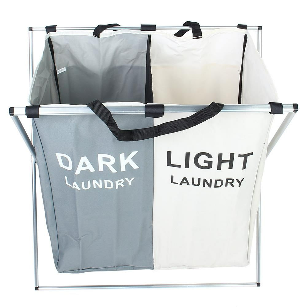 LYUMO Three Compartment Laundry Basket Carrying Clothes Sorter Foldable