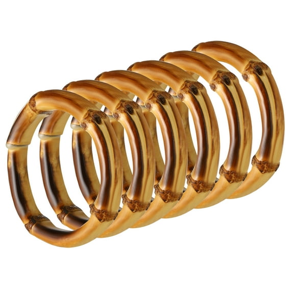 Uxcell 3 Inch Bamboo Purse Handles,, 6 Pcs Round Replacement Handmade Rings, Brown