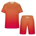 thumbnail image 5 of BiZtdJrK 2 Piece Sets for Men 2025 Summer Short Sleeve Tshirts Matching Casual Drawstring Beach Shorts Loose Oversized Gradient Print Running Set Today's Sales of the Day Orange XXL, 5 of 6