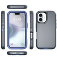 thumbnail image 5 of Heavy Duty Defender Rugged Belt Clip Holster Case for iPhone 16 with Clip - Dark Blue/Blue, 5 of 5