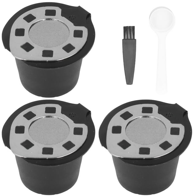 Taza de cápsulas de café de 50ML con cuchara, cepillo, filtro reutilizable, repuesto de acero inoxidable para Nespresso cromado