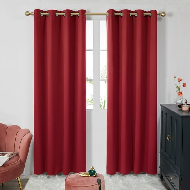 Deconovo Thermal Insulated Grommet Blackout Curtains, 2 Solid Curtain