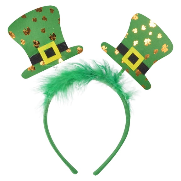 Riforla Irish Hair Accessories Saint Patricks Day Green Floral Headband Green Hat Headdress for National Day Celebrations Dark Green
